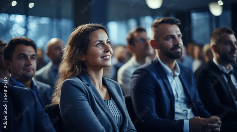 A businessman applauds a speaker at a meeting A businessman applauds a speaker at a meeting
