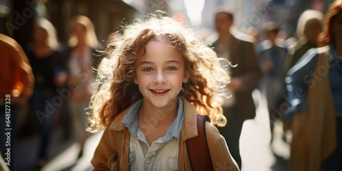 a young girl strolling through the bustling streets, generative AI © VALUEINVESTOR