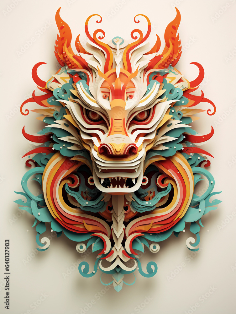 Dragon image with art design, 3d image of  illustrator