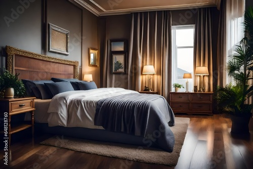 luxury hotel bedroom 4k HD quality photo. 