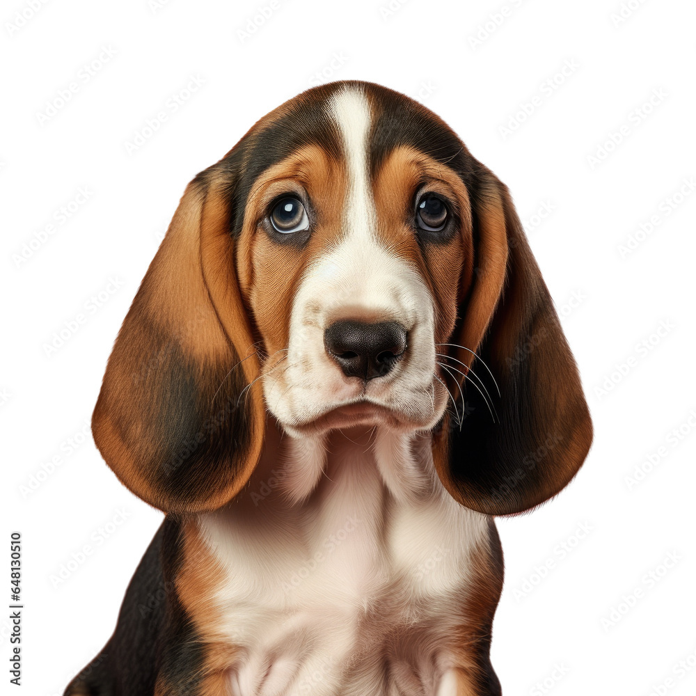 Portrait young basset hound puppy.