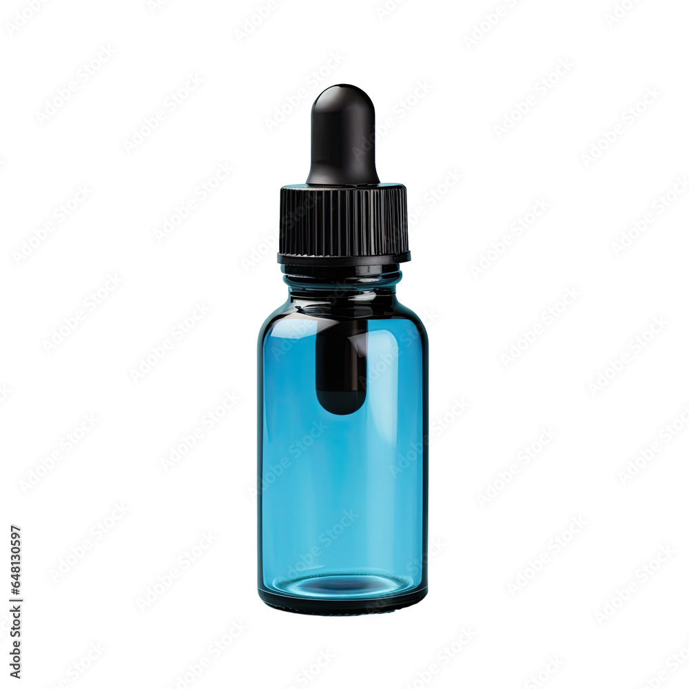 blank packaging blue glass dropper serum bottle with clipping path ready for cosmetic product design mockup