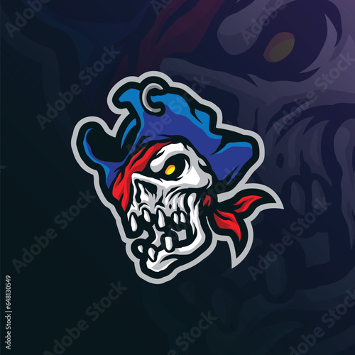 Skull mascot logo design vector with modern illustration concept style for badge, emblem and t shirt printing. Head skull pirates illustration.