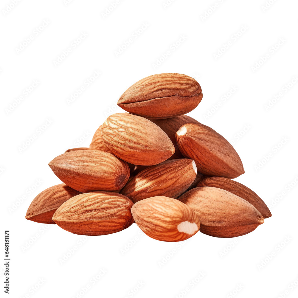 Almonds isolated. Group of almond nuts Full depth of field Almonds isolated. Group of almond nuts Full depth of field