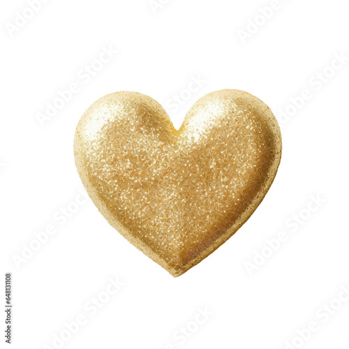 A gold glitter Heart flat white plaster surface