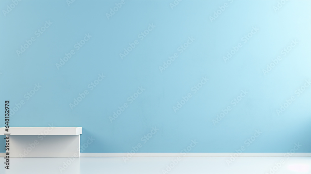 Obraz premium Plain soft blue wall and white floor background