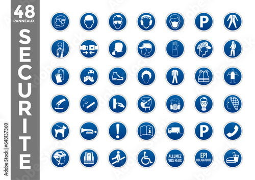 Planche pictogramme équipements sécurité travail 