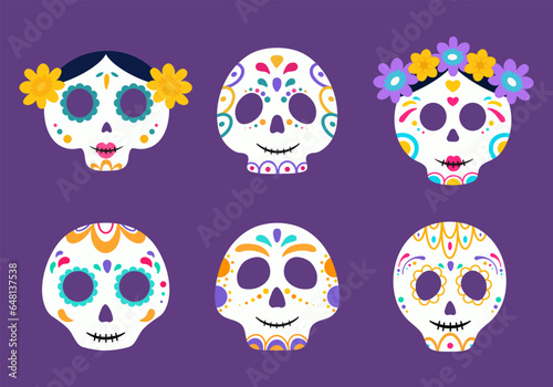 Day of dead mexican calavera skulls. Dia de los muertos. Traditional Mexico festival.