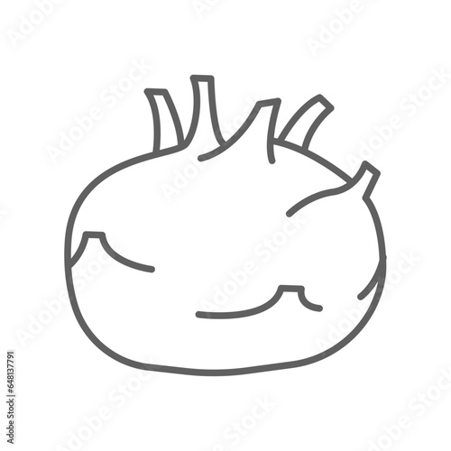 kohlrabi icon. fresh nature organic vegetable food. biennial vegetable stout cultivar of raw root Cabbage turnip outline style editable stroke vector illustration design on white background