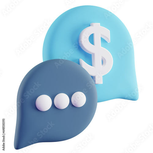 3D Illustration of Blue Finance Chat