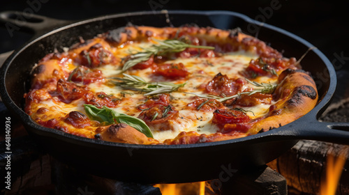 Delicious Pan Pizza in a cast iron Skillet