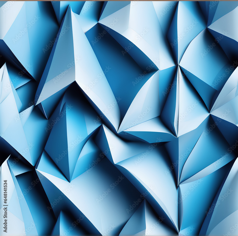 Obraz premium abstract blue background with triangles, origami like 