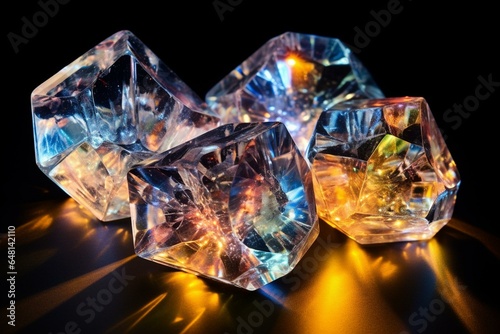 Enchanting UV-illuminated rough diamond crystals. Generative AI