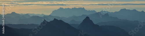 Grosser Mythen and other mountains seen from Rigi Kulm.
