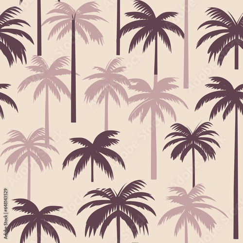 Varied Pattern of Palm Trees and Leaves. Generative AI illustration.