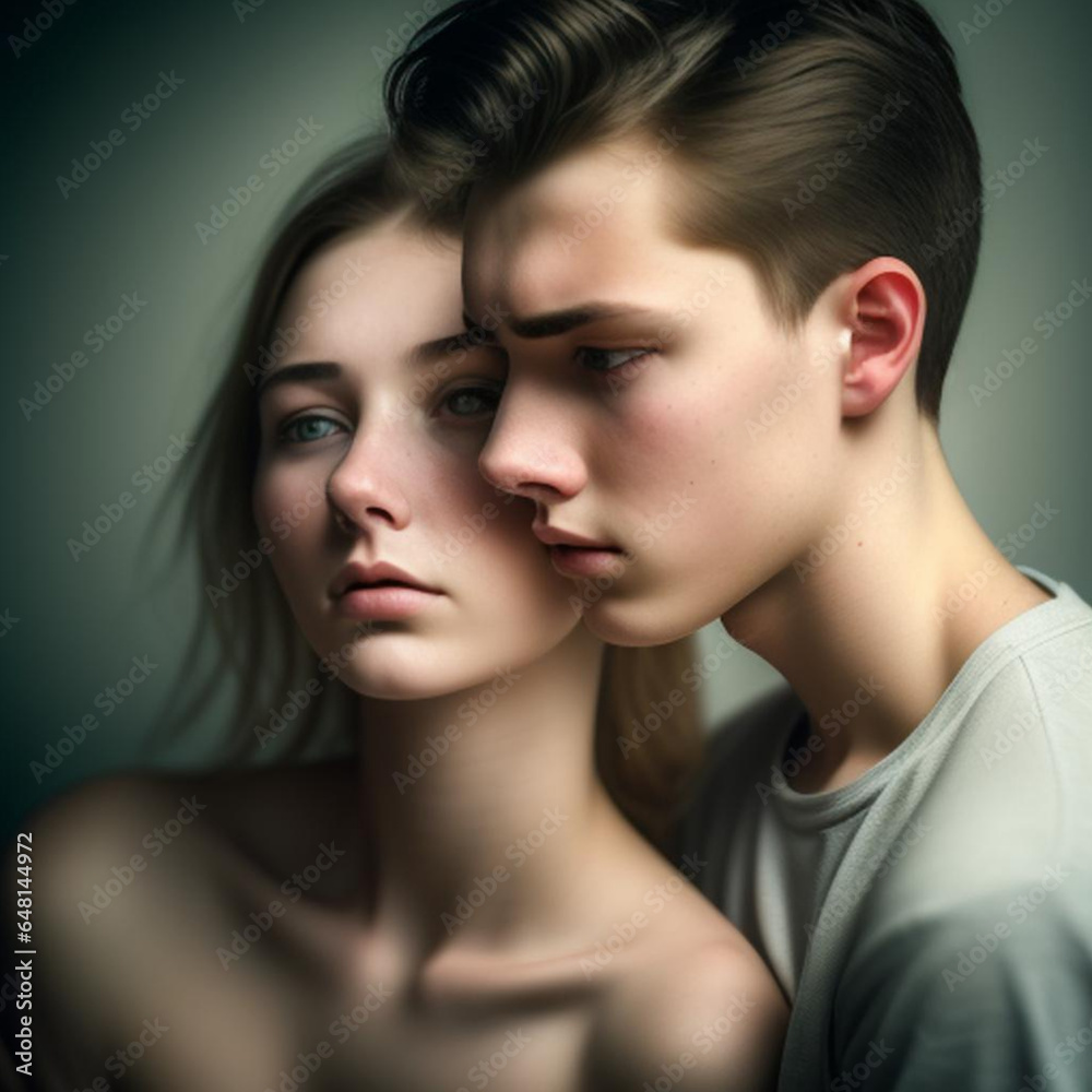 Portrait of a romantic young couple. Generative AI Portrait of a romantic young couple. Generative AI