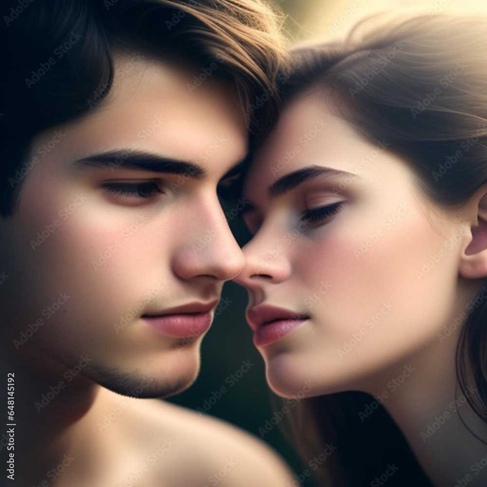 Portrait of a romantic young couple. Generative AI Portrait of a romantic young couple. Generative AI