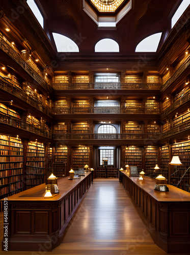 Cozy interior: librarys inviting design of comfort.