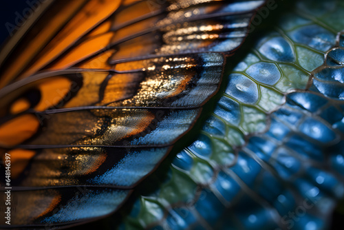 detalle macro de las alas de una mariposa monarca