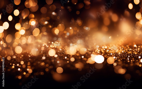Bokeh defocused gold abstract lights background.