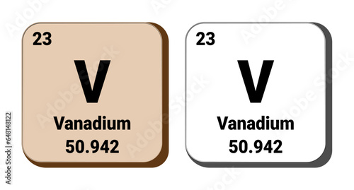 V, Vanadium element vector icon, periodic table element. Vector illustration EPS 10 File. Isolated on white background.