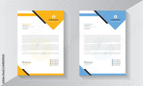 Letterhead design template with two colourful pads.