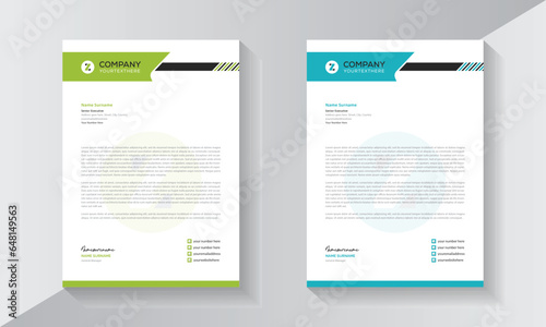 Letterhead design template with two colourful pads.
