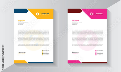Letterhead design template with two colourful pads.