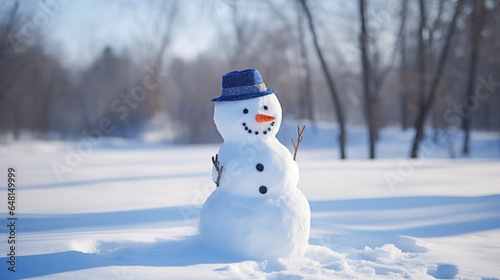 Snowman in winter and Christmas festival.