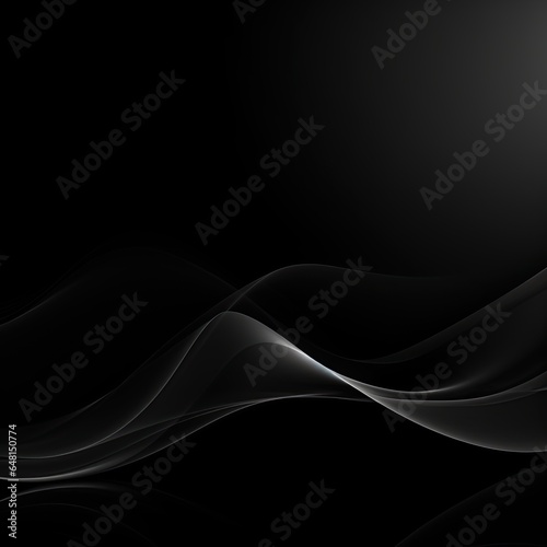 Simple black background, empty space for text, smoke, waves