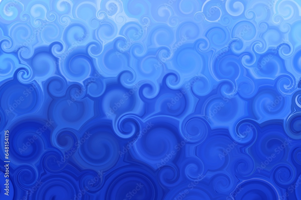 Blue background reminiscent water, ornamental spiral pattern