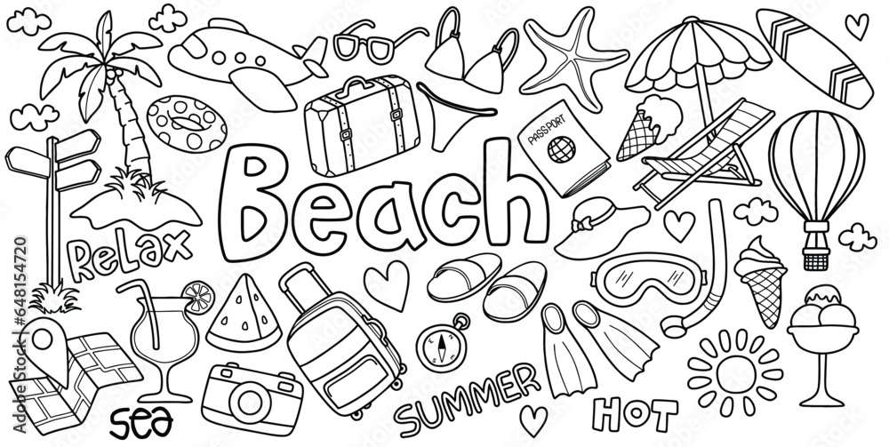Hand drawn travel doodle set. Hand drawn travel doodle set.