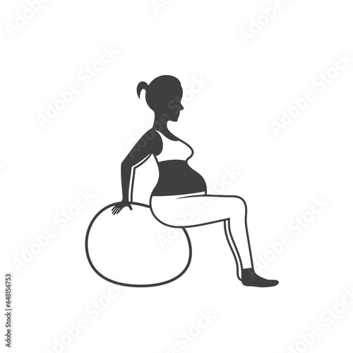 illustration of pregnant exercise, vector art.