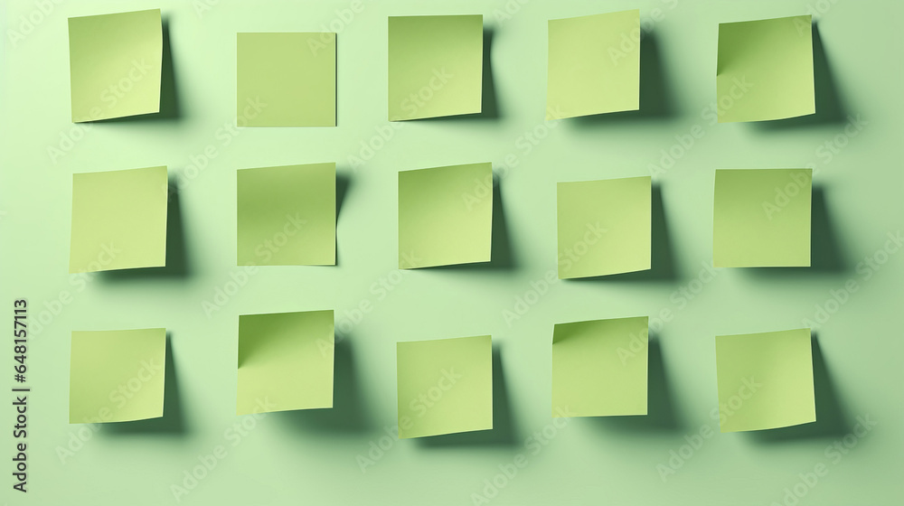 Green sticky notes. Design post it for work memo reminders, business planning and scheduling Green sticky notes. Design post it for work memo reminders, business planning and scheduling