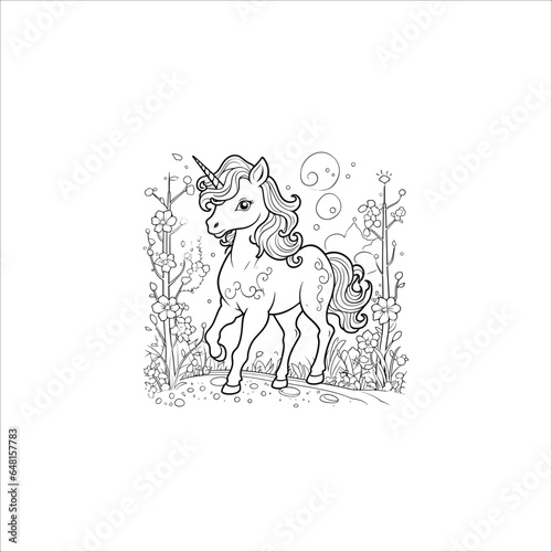 unicorn coloring page for kids dog with bone