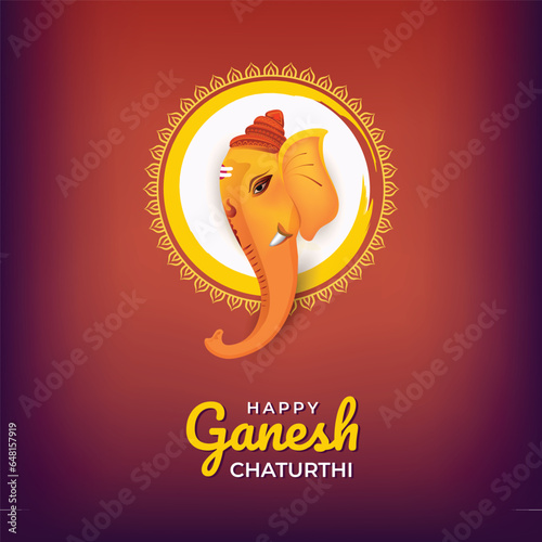Happy Ganesh Chaturthi religious hindu festival of India. Indian Festival concept vector background, poster banner.