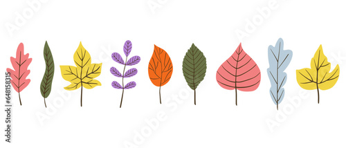 Set of colorful autumn. Isolated on white background. Simple cartoon flat style. vector illustration.