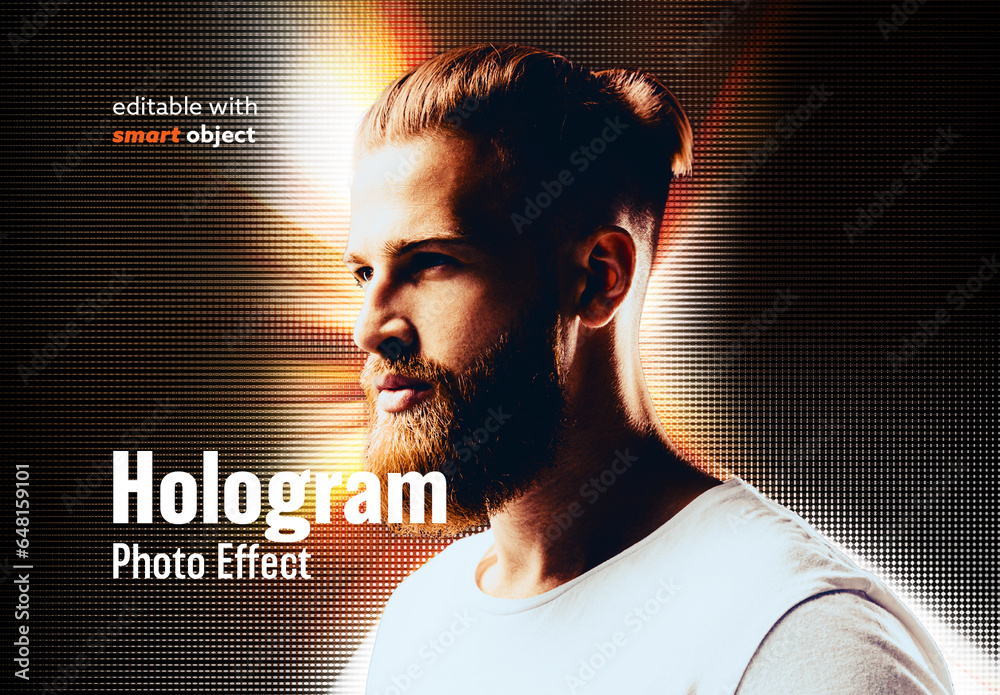 Hologram Photo Effect Stock Template | Adobe Stock