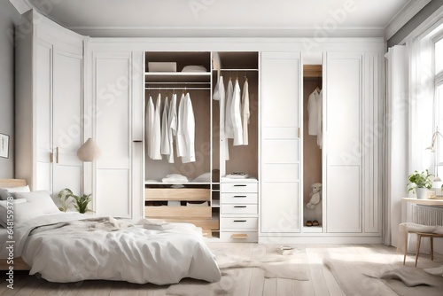 A wardrobe in a luxury comfortable bedroom