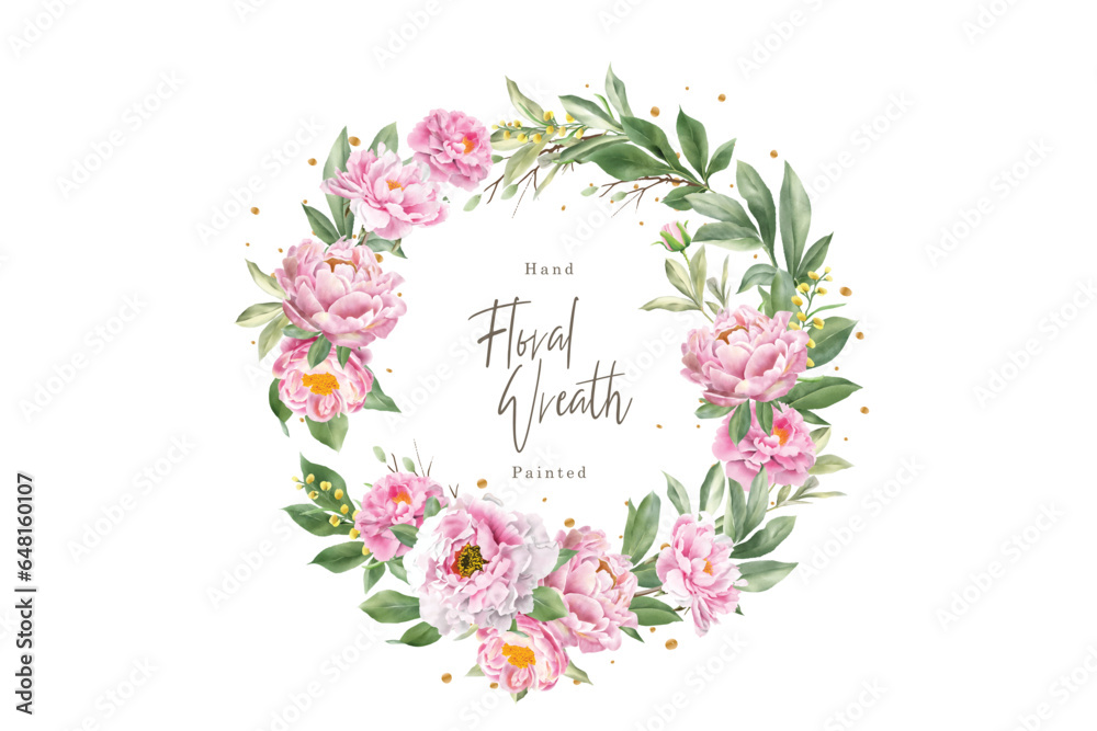 watercolor peonies floral wreath illustration
