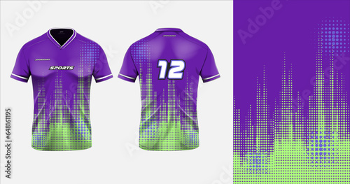 Sport jersey design template mockup polkadot abstract pattern for football soccer, racing, gaming, blue color