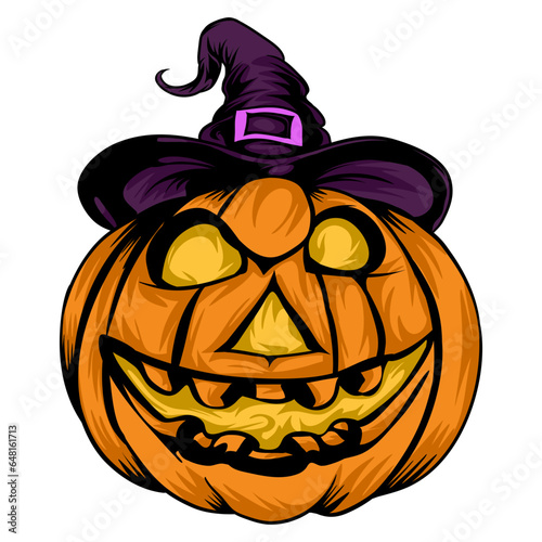 halloween pumpkin head white background illustration