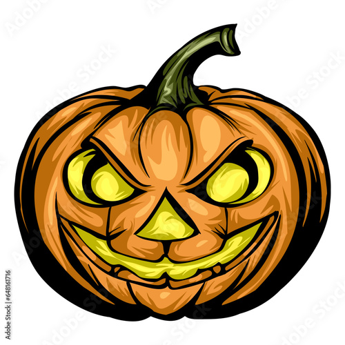 halloween pumpkin head white background illustration