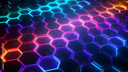 Neon Hexagons Background