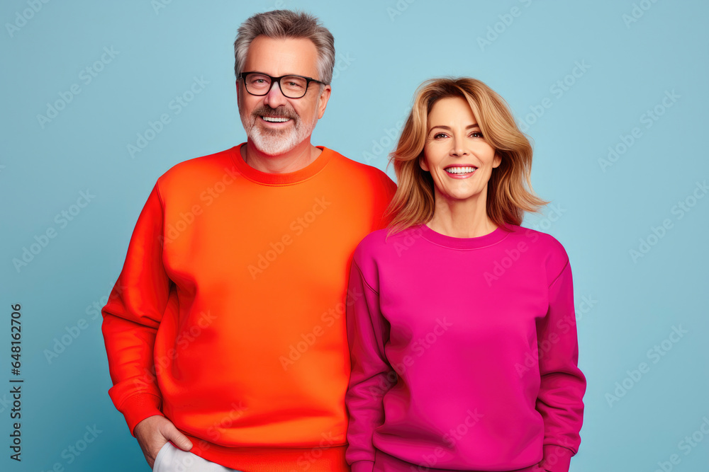 Casual Middle-Aged Couple in Sweatshirt Templates Casual Middle-Aged Couple in Sweatshirt Templates