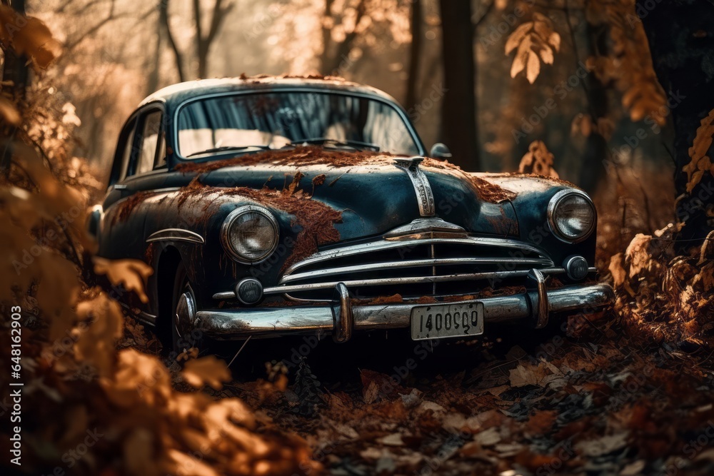 Fototapeta premium vintage car in the forest
