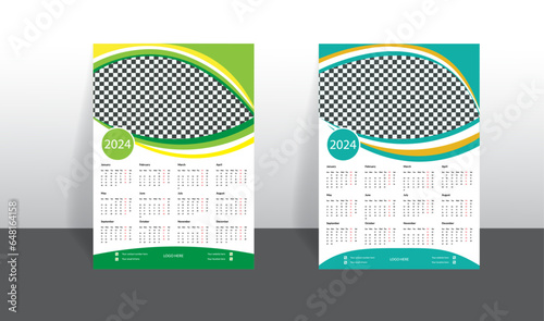 stylish, modern, corporate calendar template 2024.