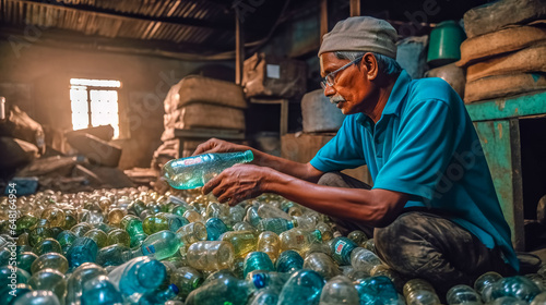 manual sorting and recycling of plastic waste in developing countries photo