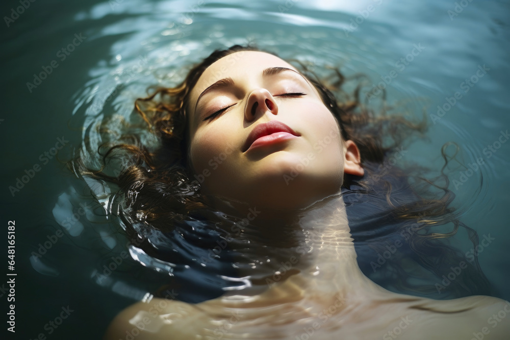 Meditative Moment: Close-Up of Woman in Water