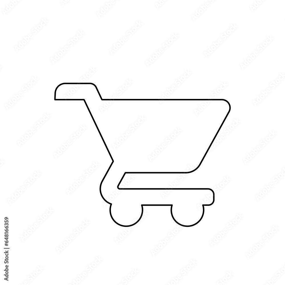 A large black outline shopping cart symbol on the center. Illustration on transparent background A large black outline shopping cart symbol on the center. Illustration on transparent background
